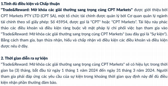 [CPT Markets]Trade & Reward: Mở khóa các giải thưởng sang trọng cùng